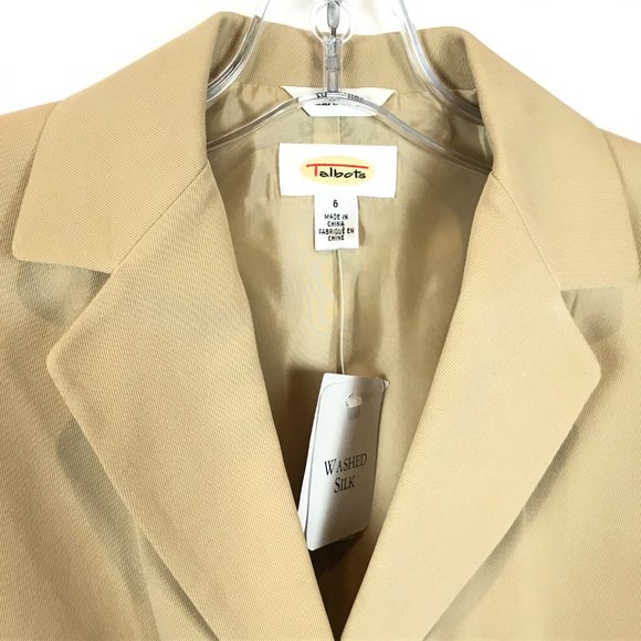 NWT Womens Size 6 Talbots Beige Pure Washed Silk Four-Button Blazer Jacket - Picture 2 of 3
